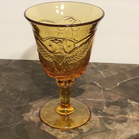 Vintage Amber Gold Footed Goblet, L.E. Smith Glass - Picture 3 of 5